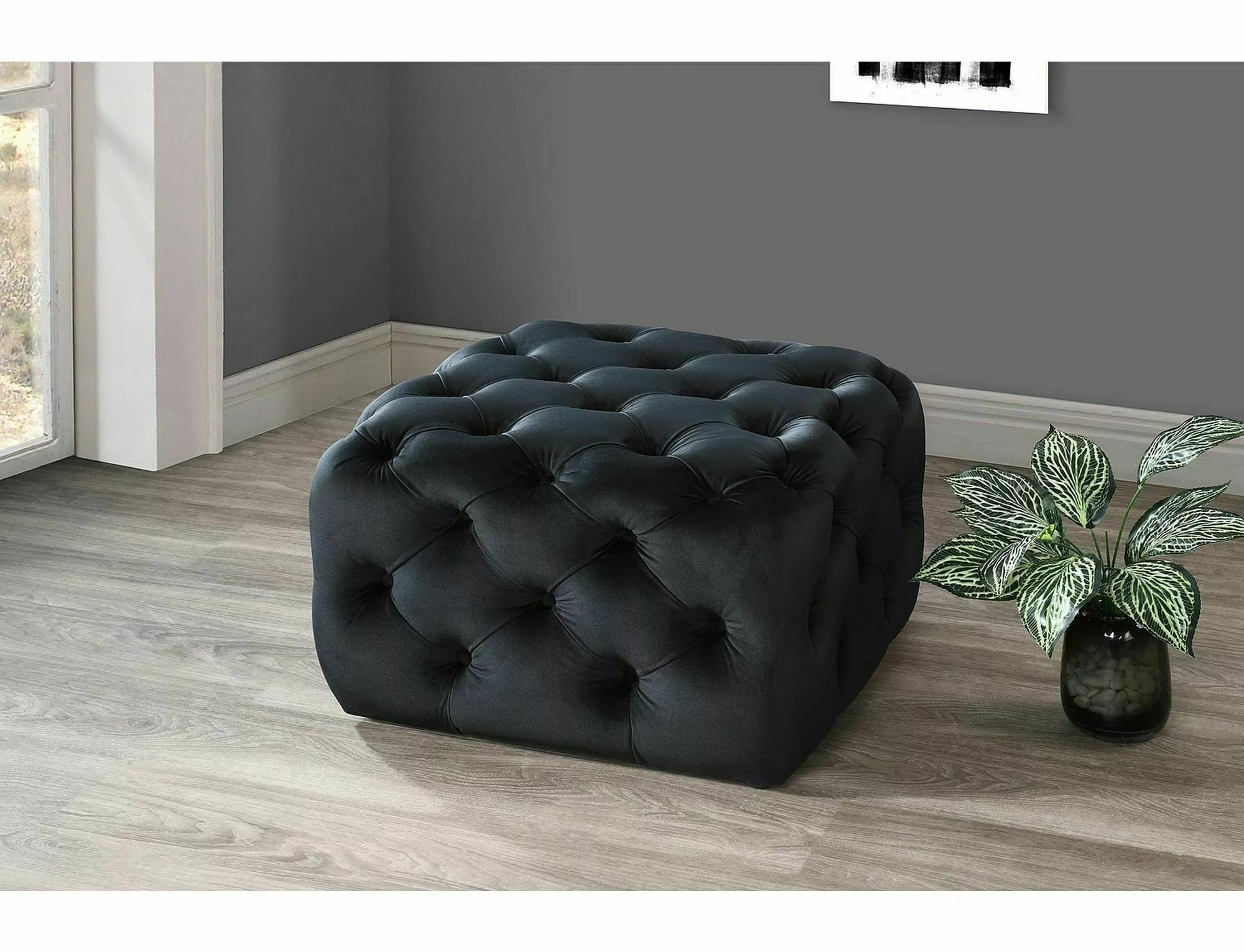 Signal Pouf in velluto Sophia Nero