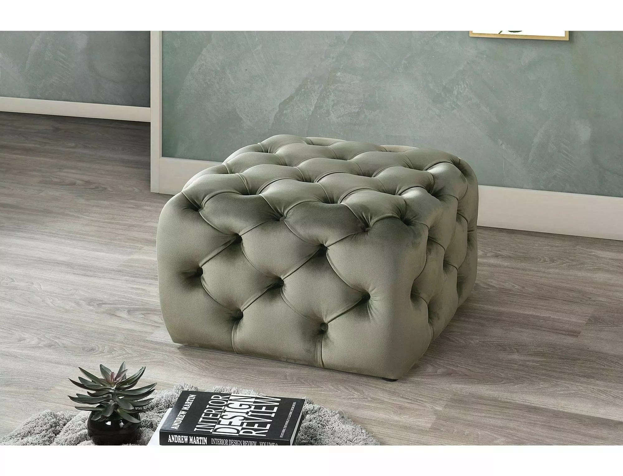 Signal Pouf in velluto Sophia Verde