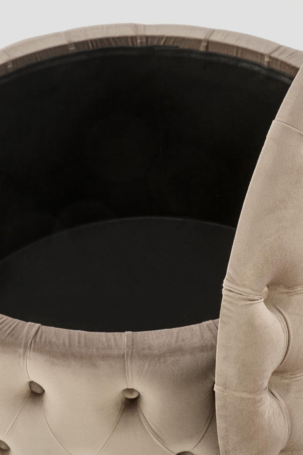 Halmar Pouf ottomano con contenitore in velluto Nunez Beige