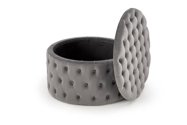 Halmar Pouf ottomano con contenitore in velluto Nunez Grigio