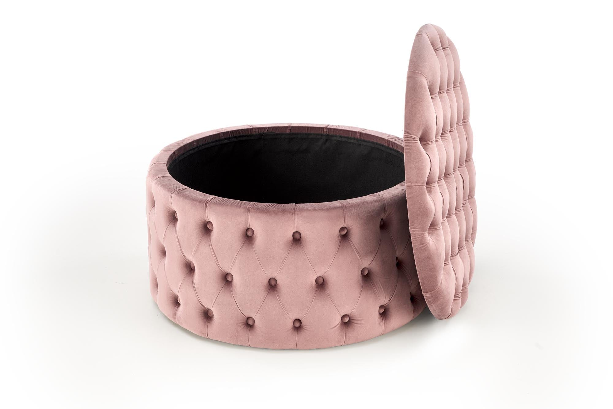Halmar Pouf ottomano con contenitore in velluto Nunez Rosa