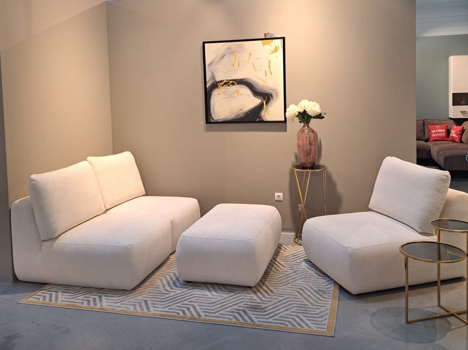 Pouf ottomano in tessuto Dionisia Bianco (3)
