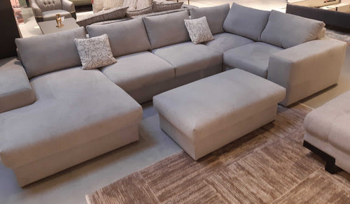 Pouf ottomano in tessuto Hermesito Grigio (1)
