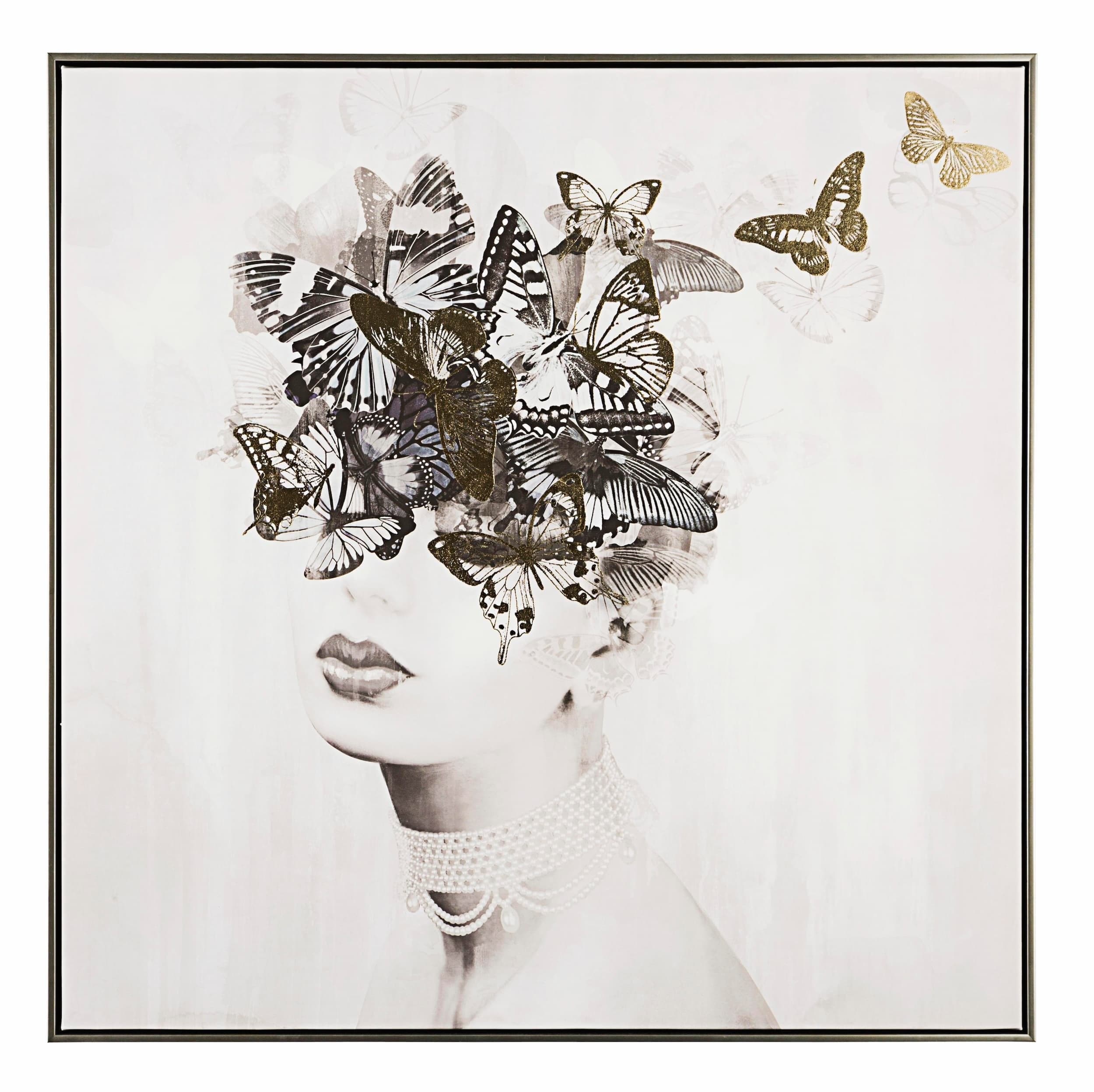 Bizzotto Quadro di tela Crown P2333-1 Lady Butterfly Multicolore