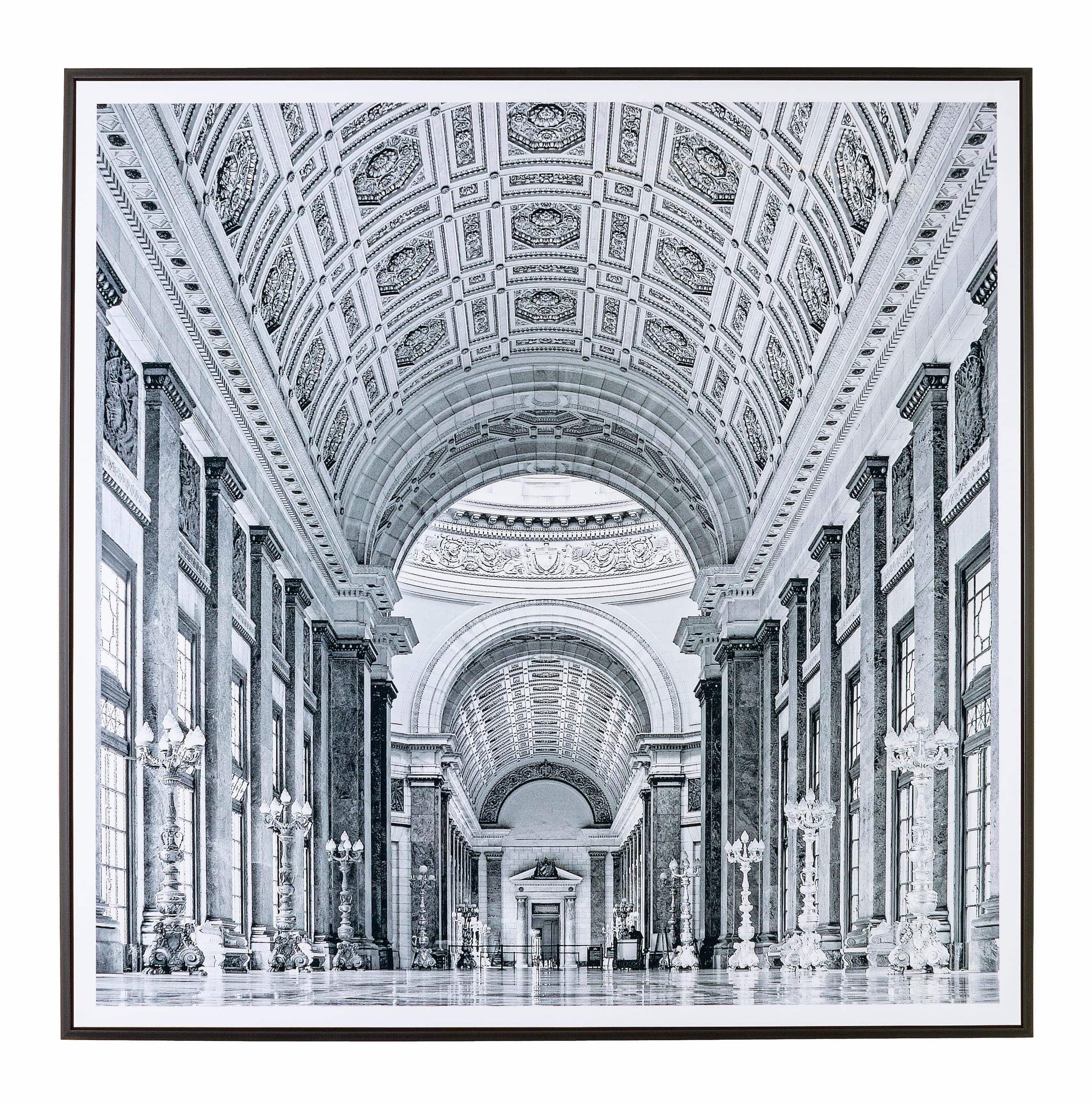 Bizzotto Quadro Incorniciato High Glossy 989 Palace Hallway Bianco e Nero