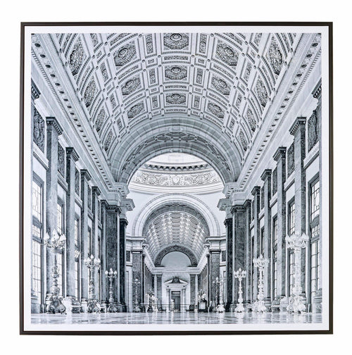 Bizzotto Quadro Incorniciato High Glossy 989 Palace Hallway Bianco e Nero