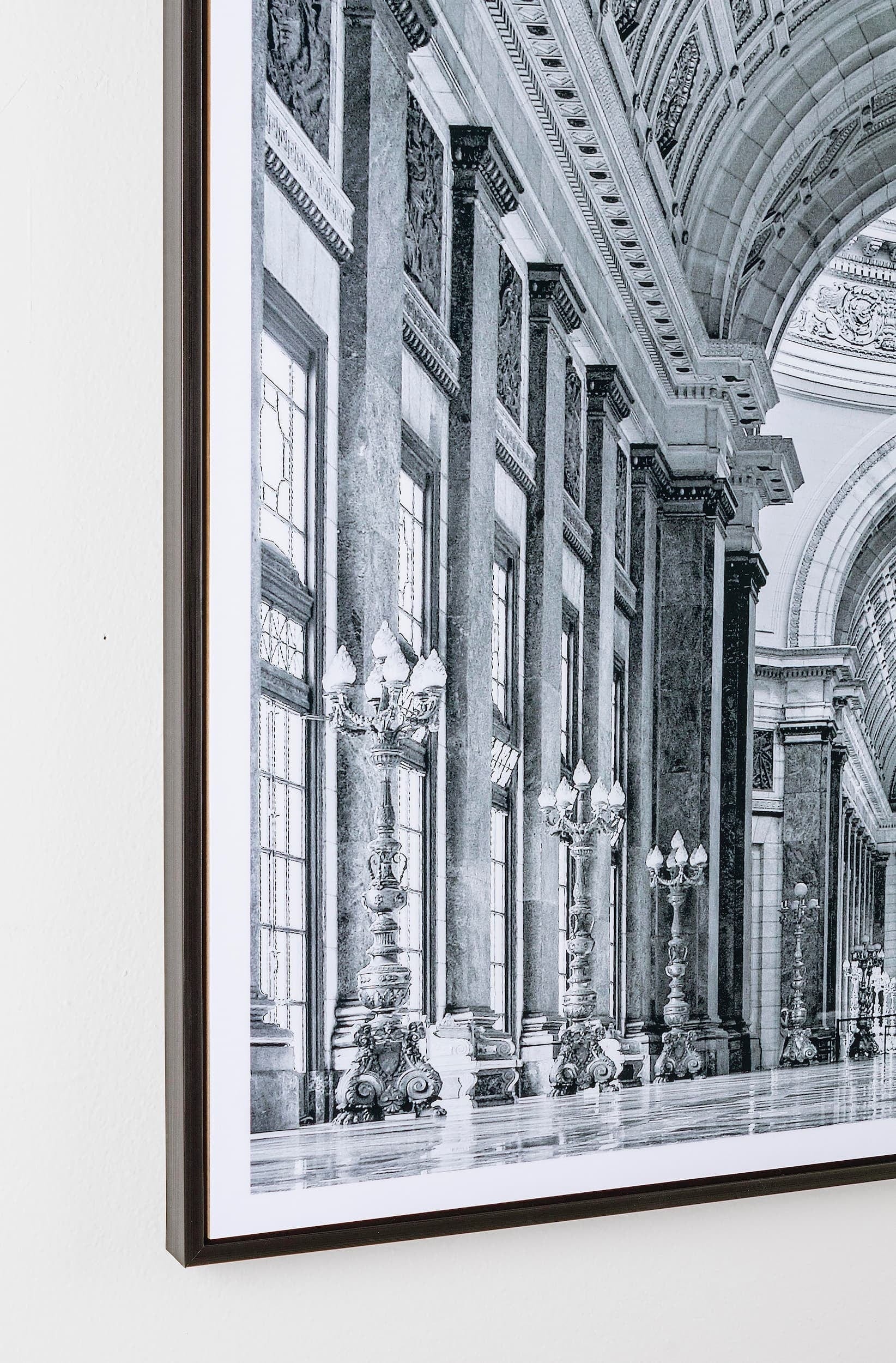 Bizzotto Quadro Incorniciato High Glossy 989 Palace Hallway Bianco e Nero