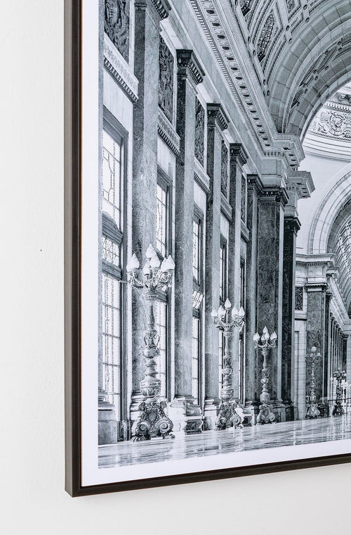 Bizzotto Quadro Incorniciato High Glossy 989 Palace Hallway Bianco e Nero