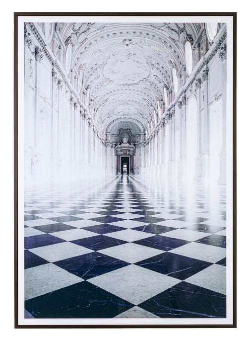 Bizzotto Quadro Incorniciato High Glossy 990 Palace Hallway II Bianco e Nero