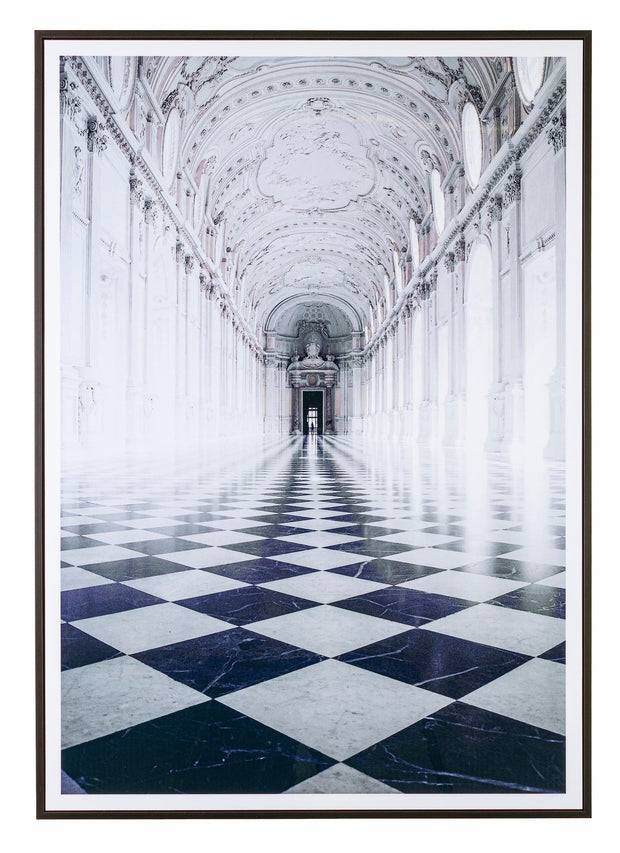 Bizzotto Quadro Incorniciato High Glossy 990 Palace Hallway II Bianco e Nero