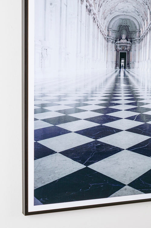 Bizzotto Quadro Incorniciato High Glossy 990 Palace Hallway II Bianco e Nero