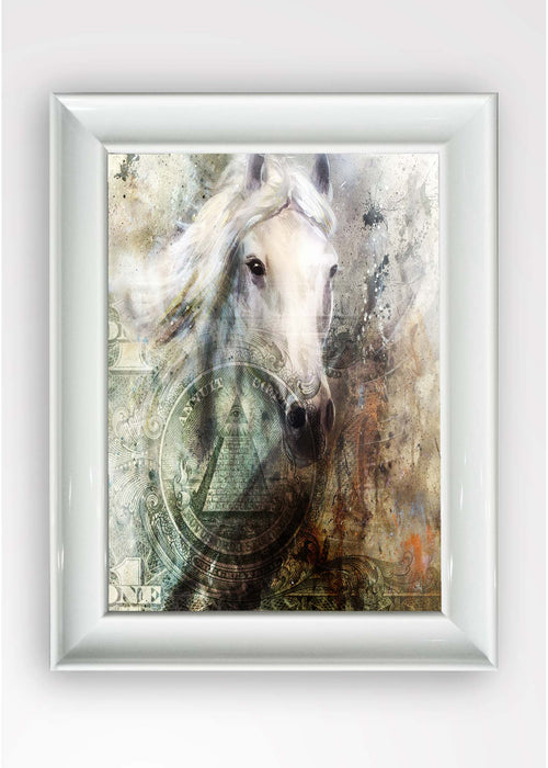 Quadro Incorniciato White Horse Multicolore & OYOTR-5BC7666999 & OYOTR-5BC7666999
