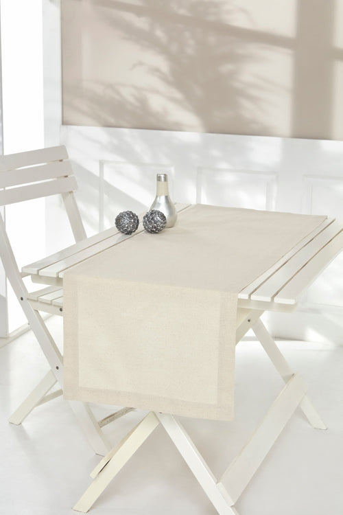 Runner da tavola in cotone Keten Avorio, 42 x 130 cm