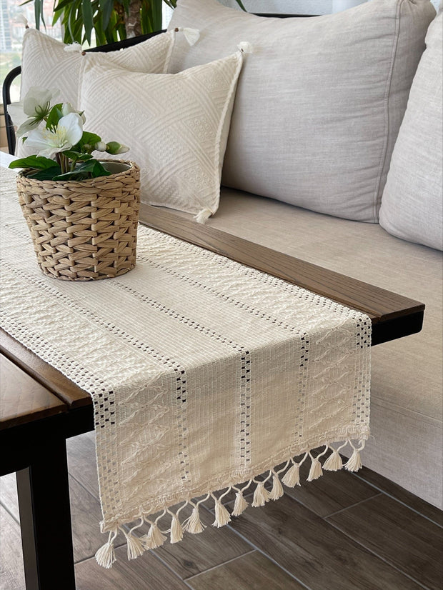 Runner da tavola in cotone Modif Dantel Noce, 35 x 145 cm (4)