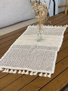 Runner da tavola in cotone Tulle Avorio, 35 x 145 cm