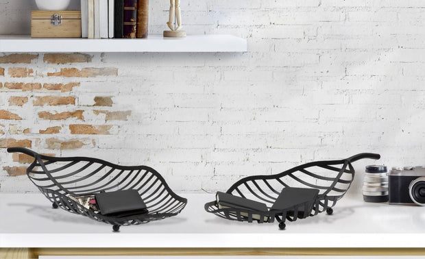 S/Tasche Foglia Black Coppia cm 61x25x7,5-55x20x7,5 (7)