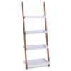 Scaffale da bagno con 4 ripiani, Bamboo MDF Bianco, l55xL30xH145 cm