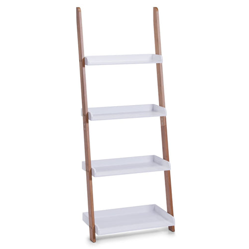Scaffale da bagno con 4 ripiani, Bamboo MDF Bianco, l55xL30xH145 cm