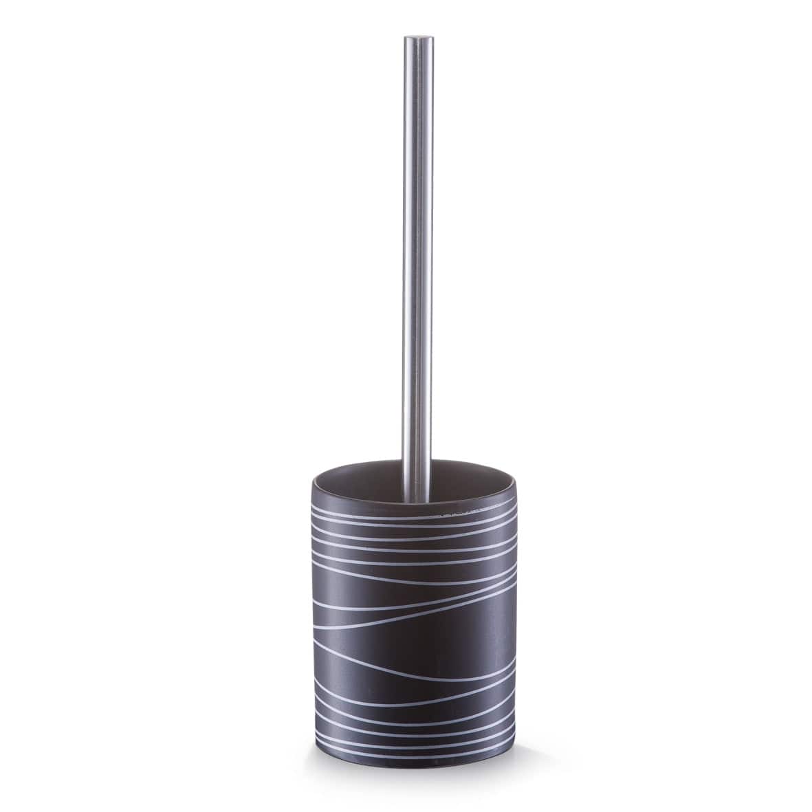Zeller Scopino con supporto in ceramica, Lines Black, Ø 9,5xH34 cm