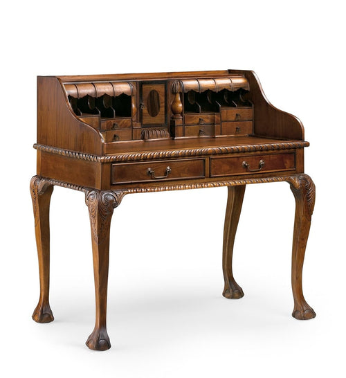 Scrivania con 10 cassetti Vintage Chippendale Noce