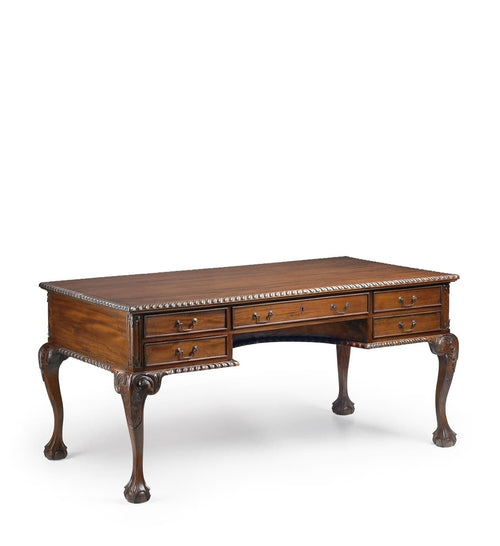 Scrivania con 5 cassetti Vintage Chippendale Noce