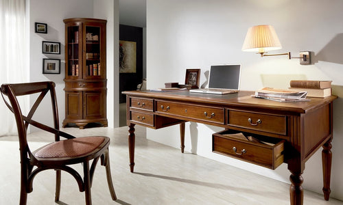 Scrivania con 5 cassetti Vintage Chippendale Noce (1)