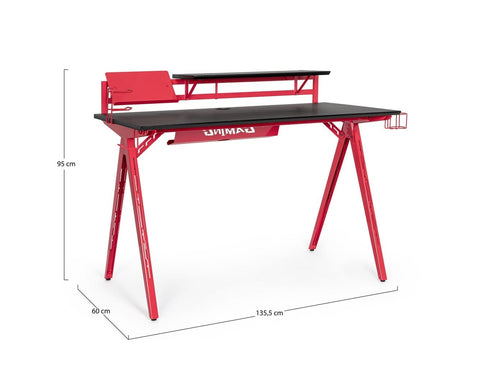 Bizzotto Scrivania da gaming Desk 2P Rosso
