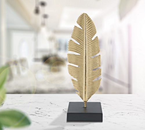 Scultura Foglia C/Porta Candela Glam cm 10x10x30