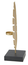 Scultura Foglia C/Porta Candela Glam cm 10x10x30 (2)