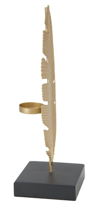 Scultura Foglia C/Porta Candela Glam cm 10x10x30 (2)
