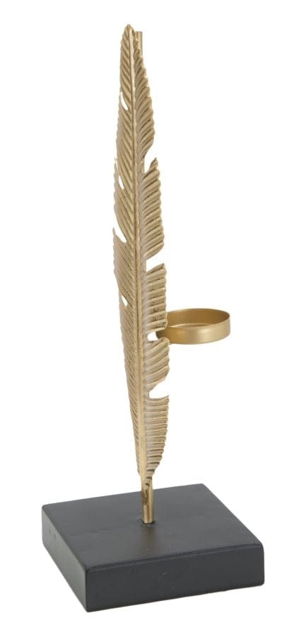 Scultura Foglia C/Porta Candela Glam cm 10x10x30 (3)