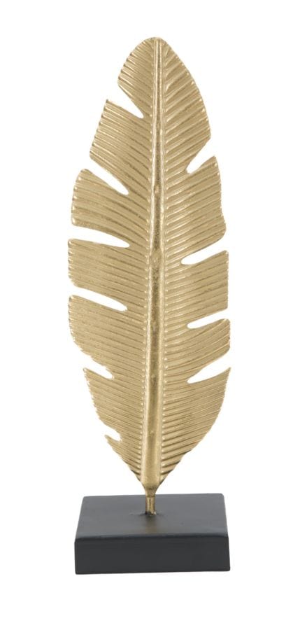 Scultura Foglia C/Porta Candela Glam cm 10x10x34