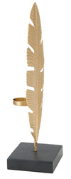 Scultura Foglia C/Porta Candela Glam cm 10x10x34 (1)