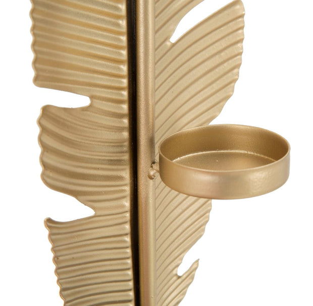 Scultura Foglia C/Porta Candela Glam cm 10x10x34 (4)