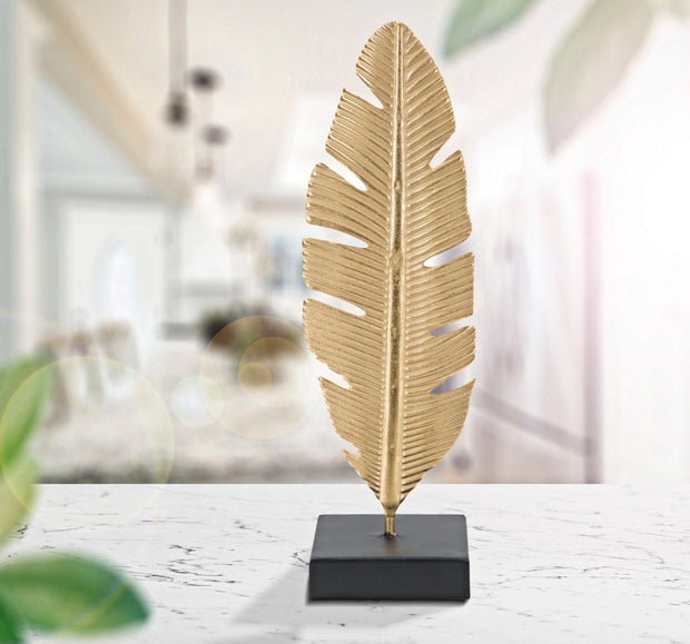 Scultura Foglia C/Porta Candela Glam cm 10x10x34 (7)