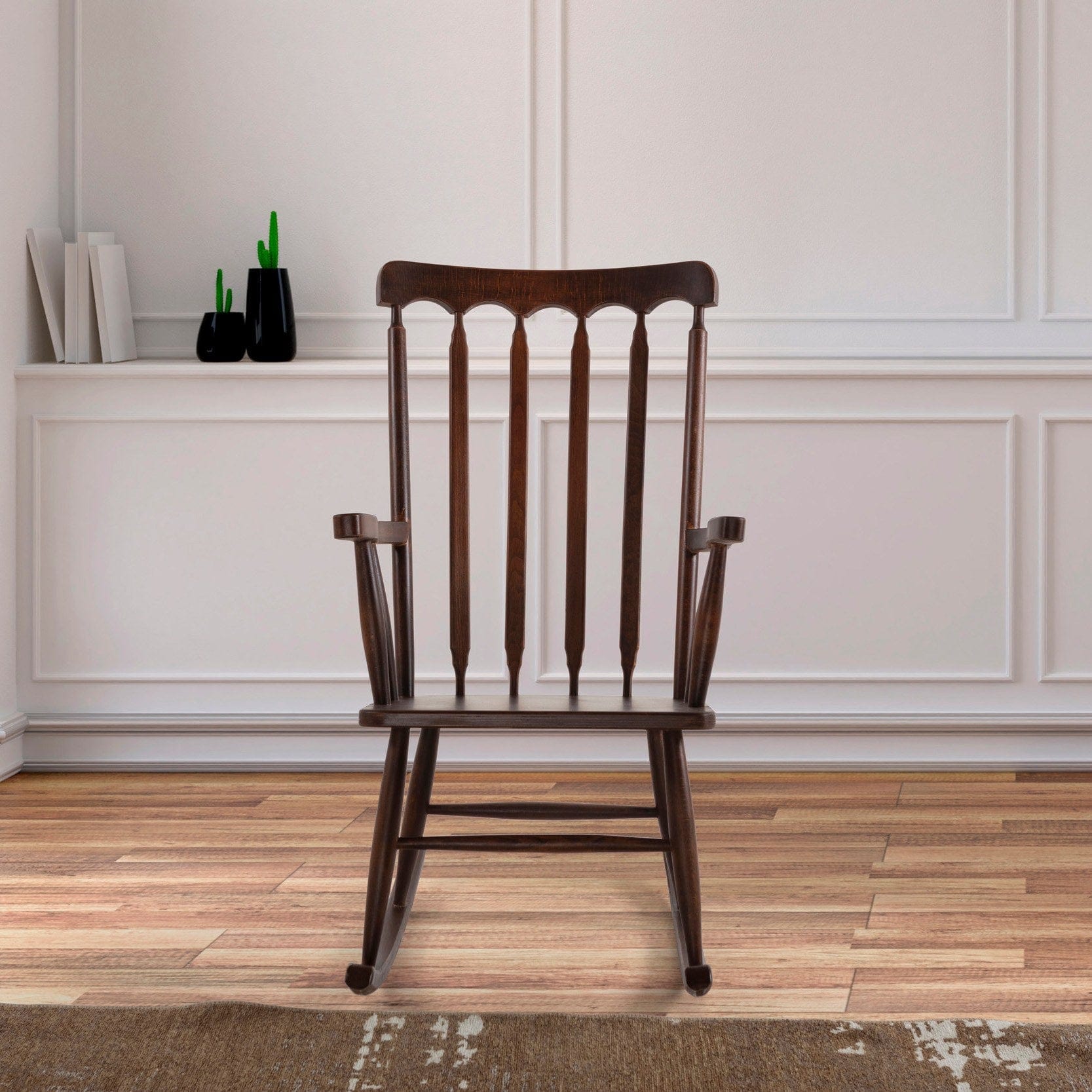 Sedia a dondolo in legno Albero 45 Noce (2)