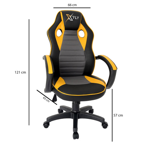 Sedia da gaming in ecopelle XFly Giallo (1)