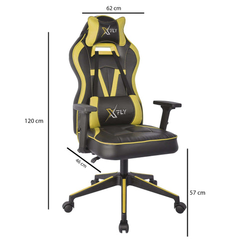 Sedia da gaming in ecopelle XFly Vendetta Giallo (1)