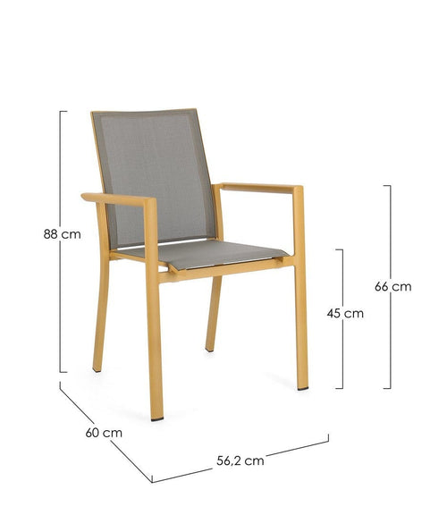 Bizzotto Sedia da giardino Konnor W-Arm Giallo