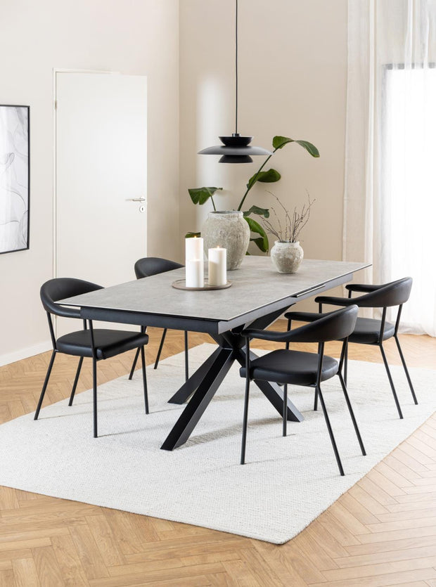 Actona Sedia da pranzo in ecopelle Ava Nero