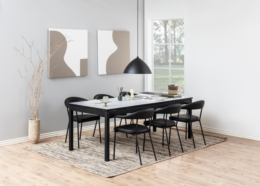 Actona Sedia da pranzo in ecopelle Ava Nero