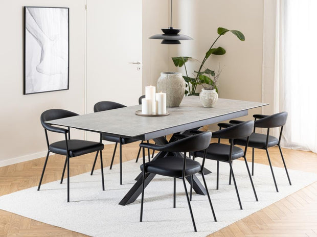 Actona Sedia da pranzo in ecopelle Ava Nero