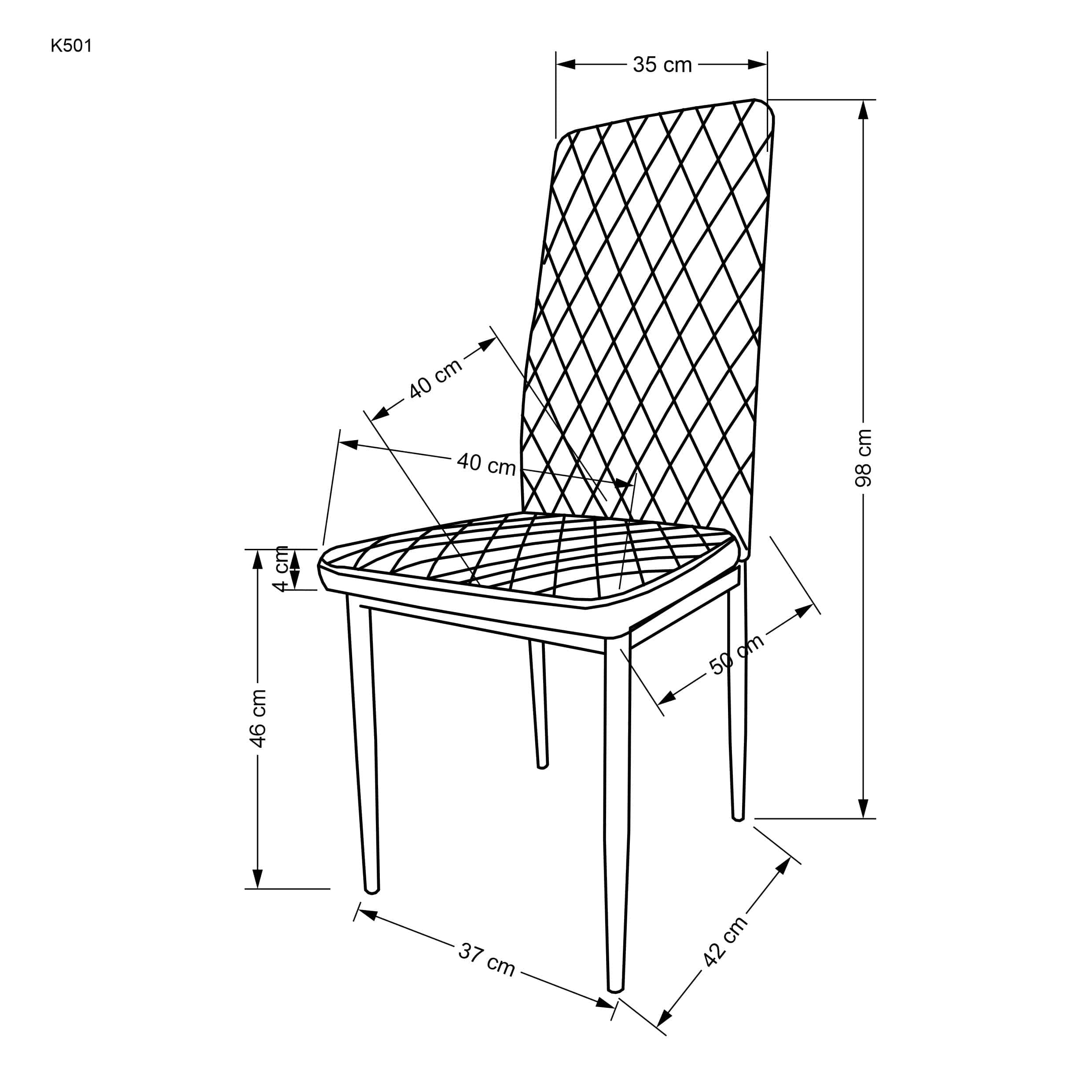 Sedia da pranzo in ecopelle K501 Nero (2)