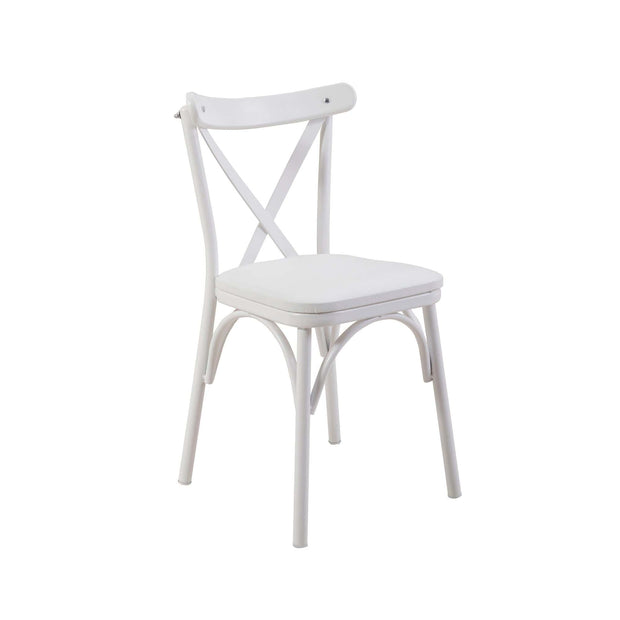 Sedia da pranzo in ecopelle Oliver Bianco (1)