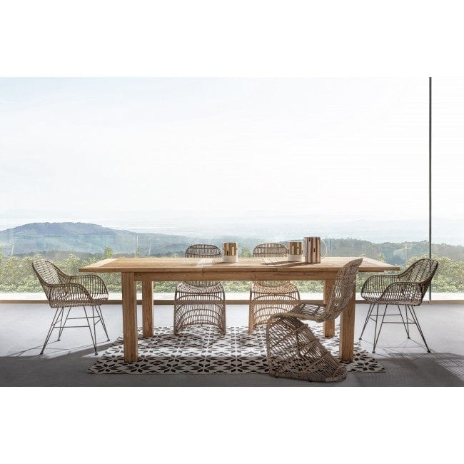 Sedia da pranzo in legno e rattan Raquel Naturale (4)