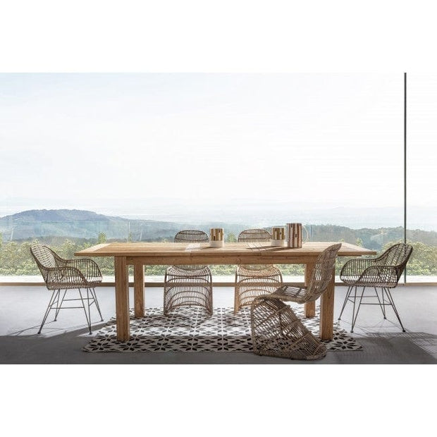 Sedia da pranzo in legno e rattan Raquel Naturale (4)
