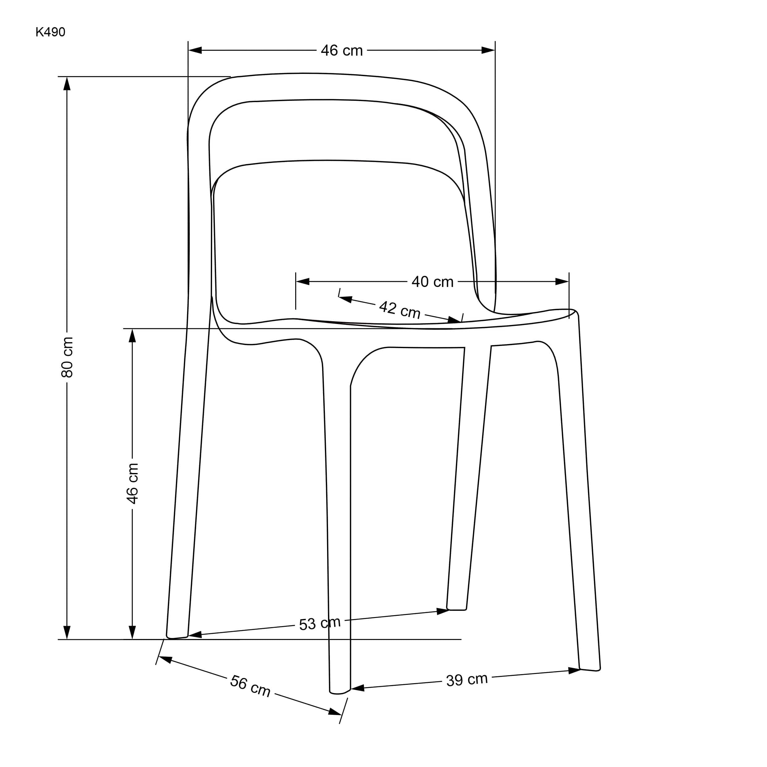 Sedia da pranzo in plastica K490 Nero (3)