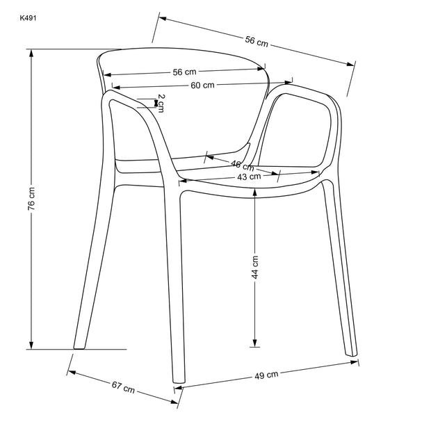 Sedia da pranzo in plastica K491 Giallo (3)