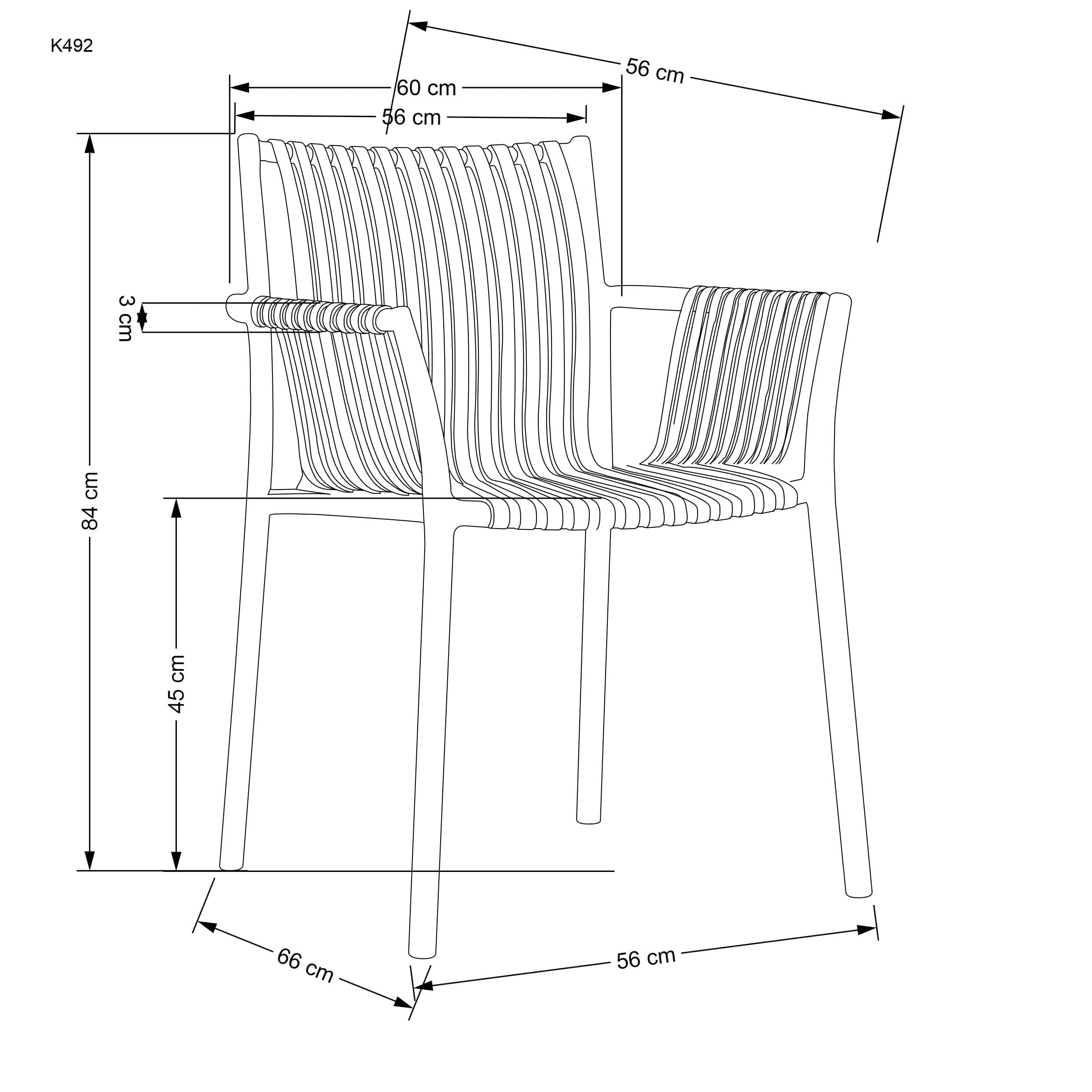Sedia da pranzo in plastica K492 Bianco (2)