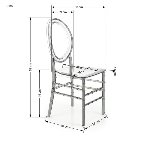 Sedia da pranzo in plastica K513 Grigio (3)